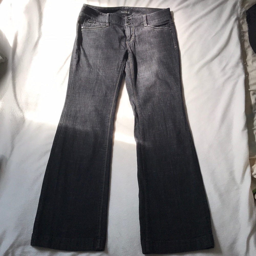 Washed black boot cut pants